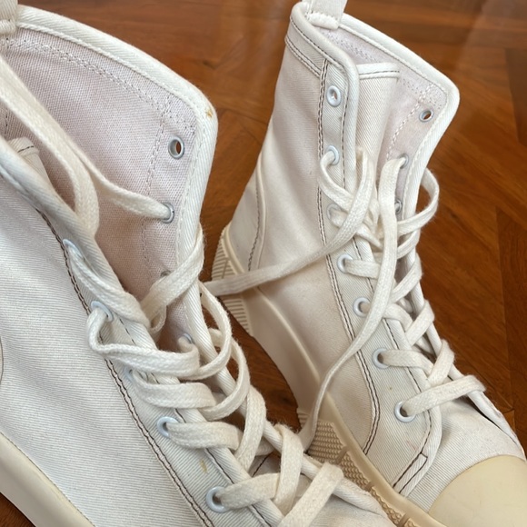 Zara Shoes Zara Off White Canvas High Top Sneakers Poshmark